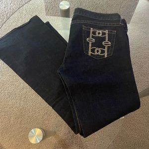 Bebe rhinestone dark blue med hip jeans size 31